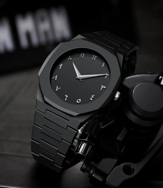 ARABIC BLACK AURA Quartz Watch for Men's - Water-resistant