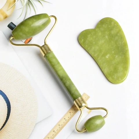 Jade Roller With Guasha (marble Stone)