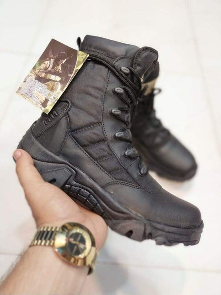 Men's Boots - Black Commando Boots - Men's Long Army Boots